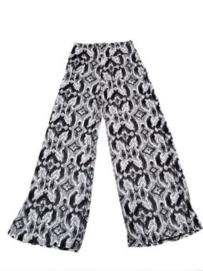 SHOSHO Wide Leg Patterned Palazzo Pants - Gray, Black & White NWT SZ M Pullon